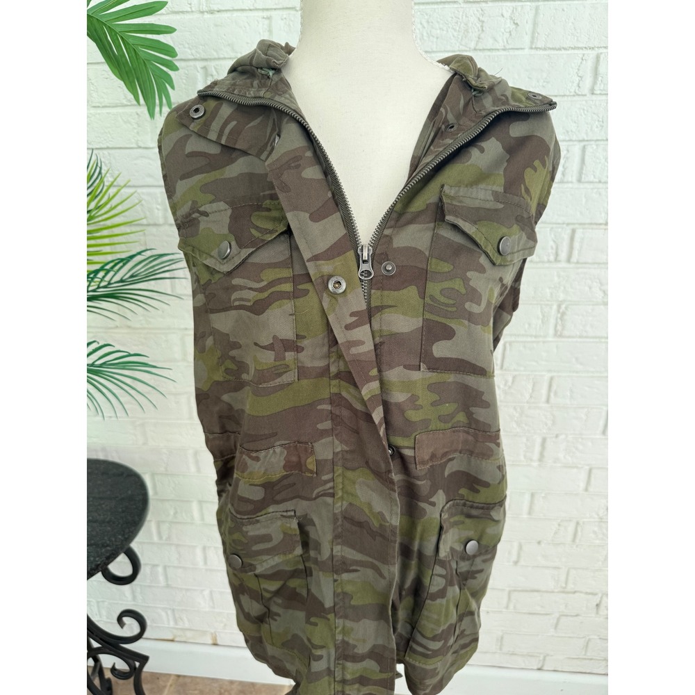 Me Jane Utility Vest Women S Green Camo Excellent Hooded Tencel Military Cargo